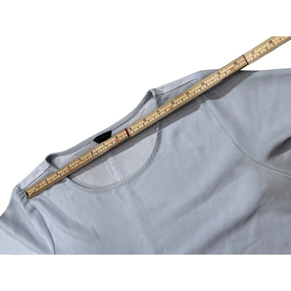 Ann Taylor Womens Light Blue Short Sleeve Top M Rayon & Polyester - Picture 7 of 10